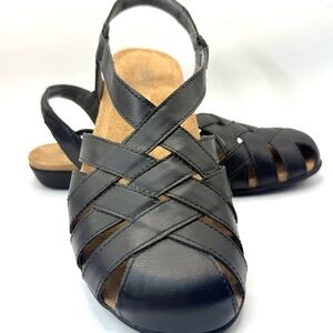 JBU Black Sandals with Basket-Weave Design Size 7.5